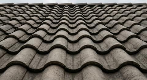 Close-up picture of clay tile roofing showing the texture and profile of the material