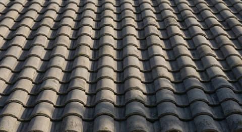 Close-up picture of spanish tile roofing showing the texture and profile of the material